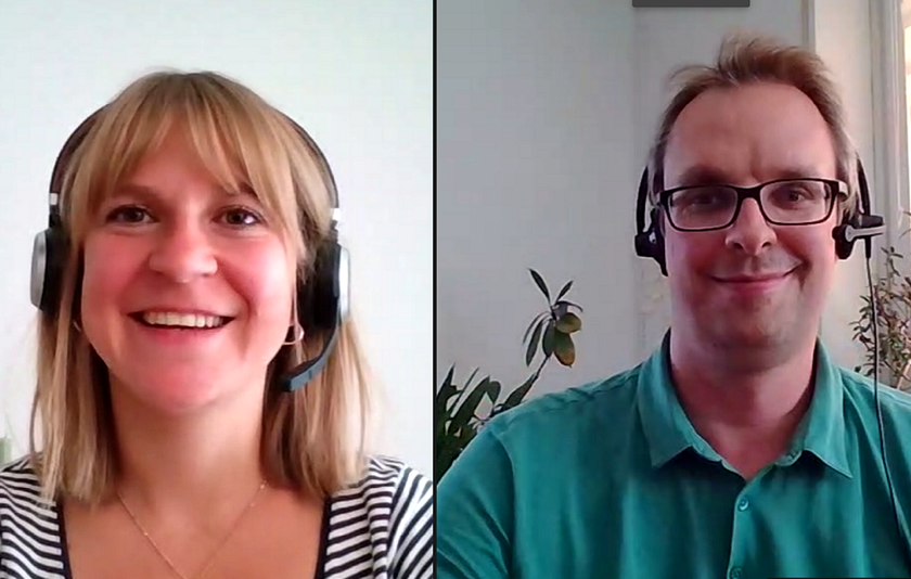 Medienpädagogische Beratungsstelle - Mira Wunderlich und Michael Wanninger Mira Wunderlich und Michael Wanninger in einer Videokonferenz