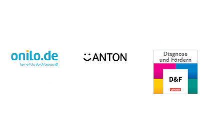 Logos der Lernportale Onilo, Anton und Diagnose und Fördern