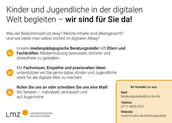 Werbe-Postkarte der medienpädagogischen Beratungsstelle